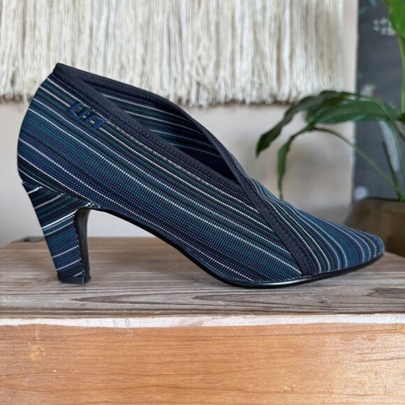United Nude Navy Blue Stripe Almond Toe Midi Heeled Low Ankle Boot Size 10 / 41 - Picture 9 of 15